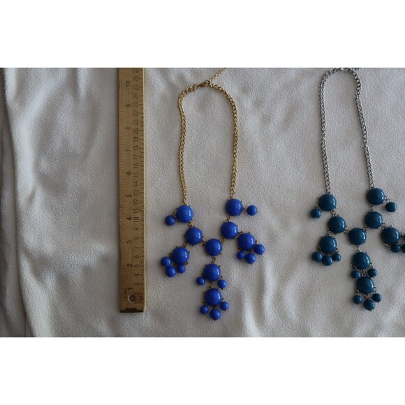 Lot of 3 STATEMENT Necklaces Blues & Pink/Red Cabochon Bubble Bib Chunky 17"+ - Picture 3 of 11